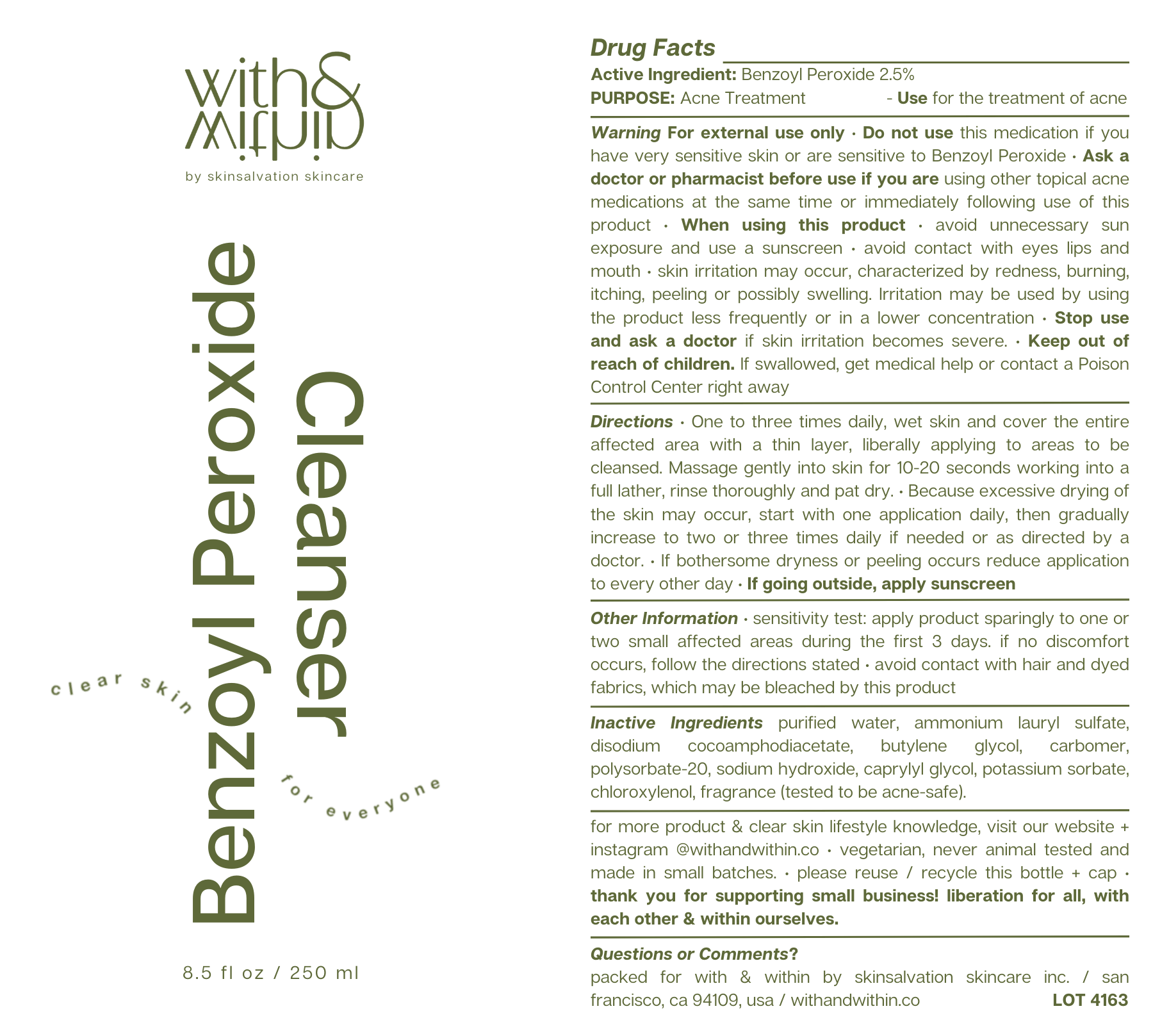 benzoyl peroxide wash (plastic microbead-free formula)